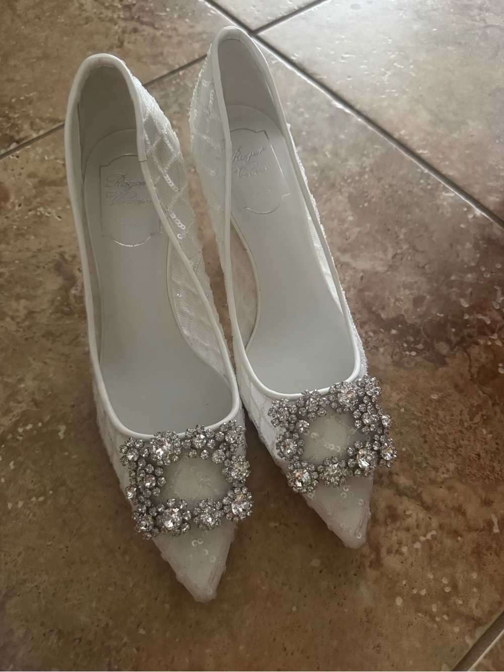 🆕 Roger Vivier sequin Flower strass buckle pumps